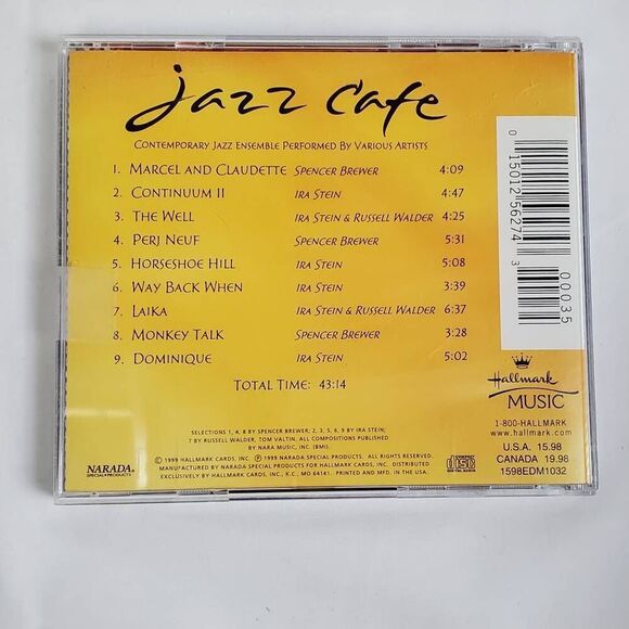 Jazz Café CD Hallmark Music Relaxing Instrumental Smooth Jazz Compilation - Picture 3 of 3